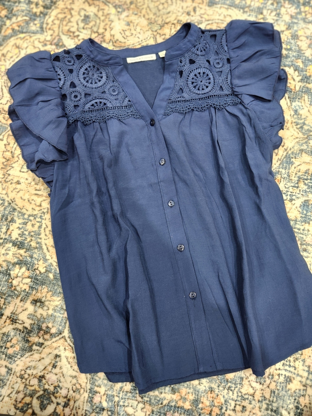 Women’s Navy Button-Front Top